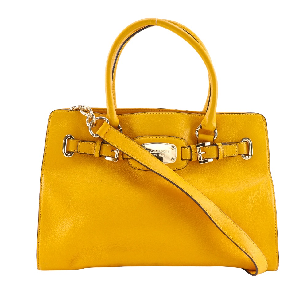 2WAYショルダー ハンドバッグ レザー 黄 レディース 中古品