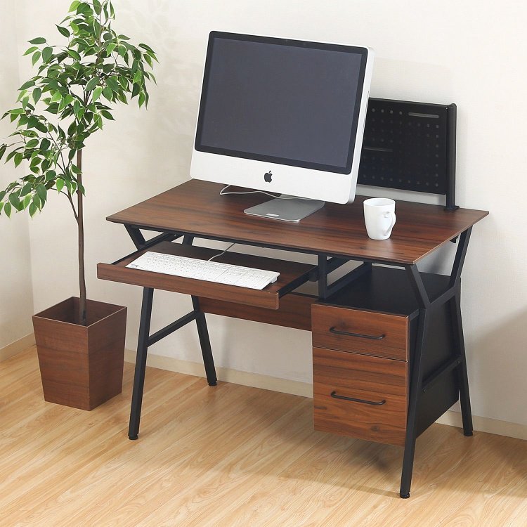 ワークデスク おしゃれ 書斎机 パソコンデスク ブラウン