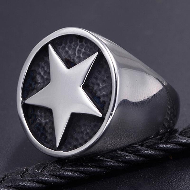 スーパースターステンレスリング（PRB057）指輪 20-31号 5サイズ 印台型 星 丸い ワンスター プレゼント ギフト 誕生日 男性 女性 親指 人差し指 中指 小指 r0363xxxxxxxx