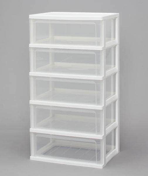 アイリスオーヤマ ワイドチェスト W-545 ホワイト/クリア 4,943円