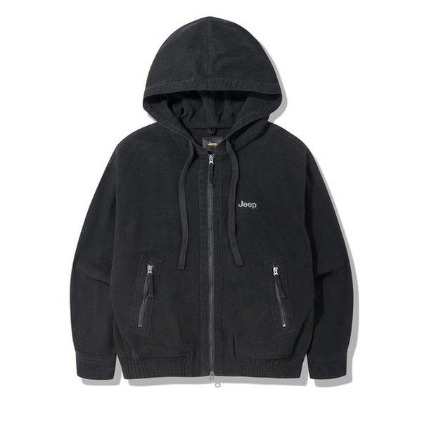 JQ4JPU258 ブラック 男女兼用 刺繍 レタリング ウォッシング フード ジャケット