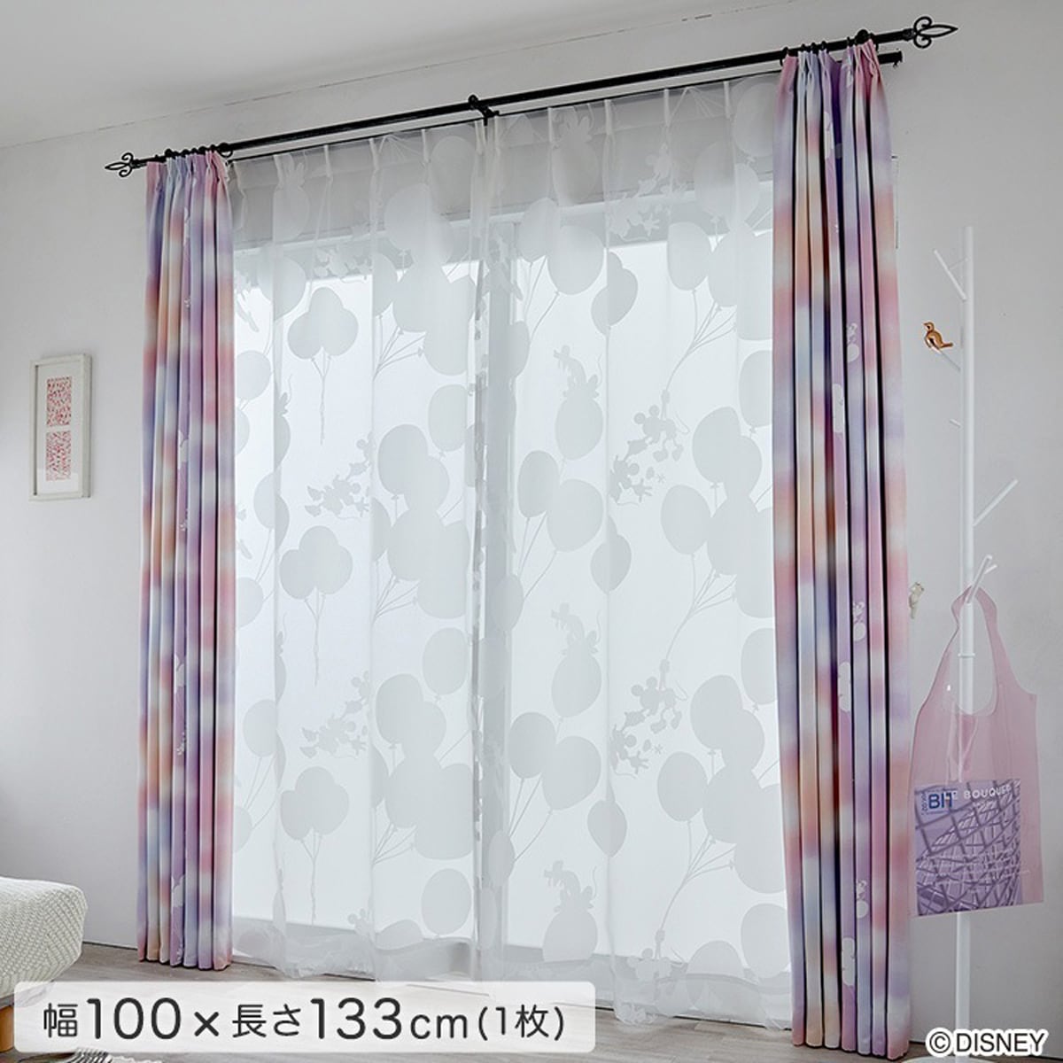 DISNEY/ディズニー　シアーカーテン　100×133cm×1枚【MICKEY/Balloon voile　ミッキー/バルーンボイル】