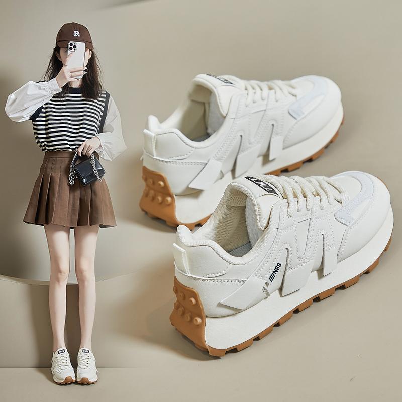 ダッドスニーカー レディース シューズ ボリュームソール 厚底 春秋 韓国 学生 ランニング 滑り止め スポーツ ホワイト ブラック