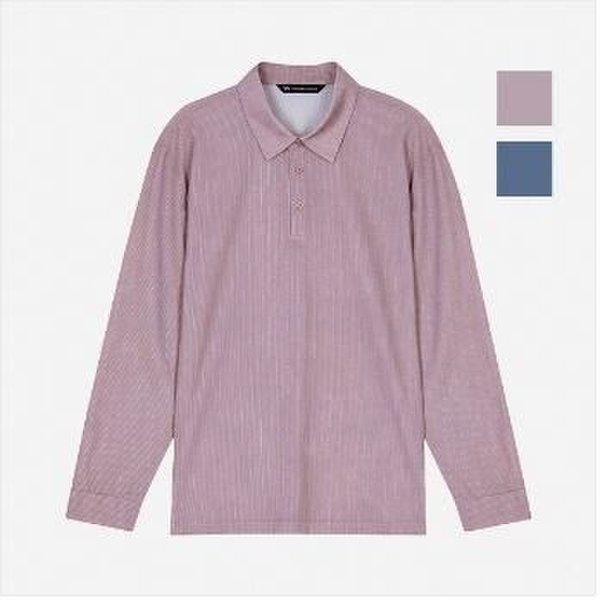 共用メランジストライプカラー長袖Tシャツ(NTM164)_KG