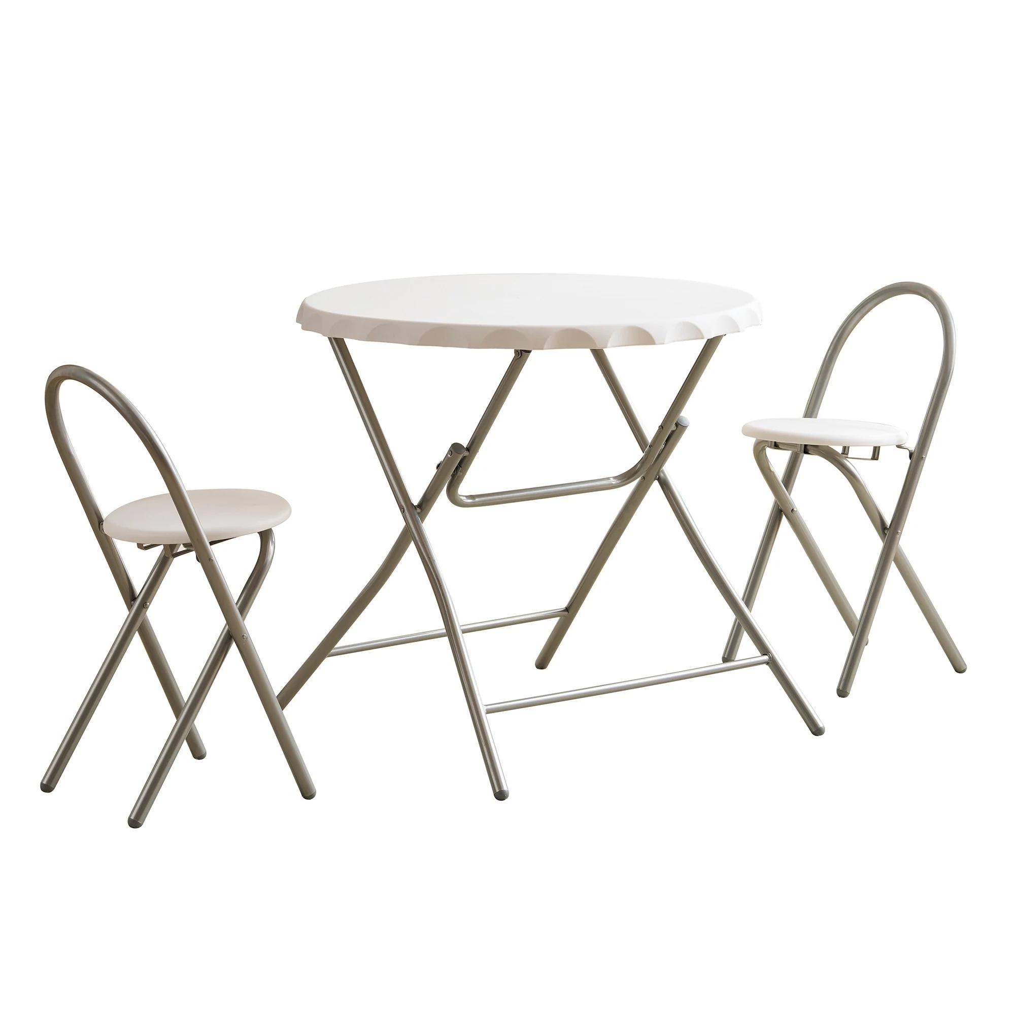 【国内発送&送·料·無·料】ダイニングセット3点セット完成品折りたたみテーブルカフェテーブルセットおしゃれ直径80.5cmコンパクト円形2人用丸円卓ボトルキャップの形状2人掛け省