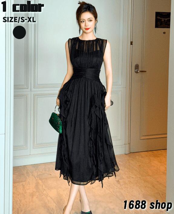 リピーター続出2025 ロングワンピース フレアワンピース シフォン　ロング レース　シフォンワンピース　花柄　新作 ワンピース 韓国ファッション レディース パーティドレス　ノースリープ お嬢様 セ