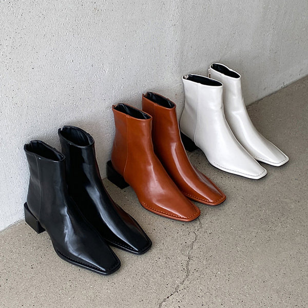 品揃え豊富で レディース バックジップ スクエアトゥ ショートブーツ 黒 ホワイト ブラウン ブラック 白 茶色 ショート ミドルブーツ オプション2 230 Qualitygb Do
