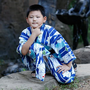 和服男児版青い剣雨和風伝統男児和服セット