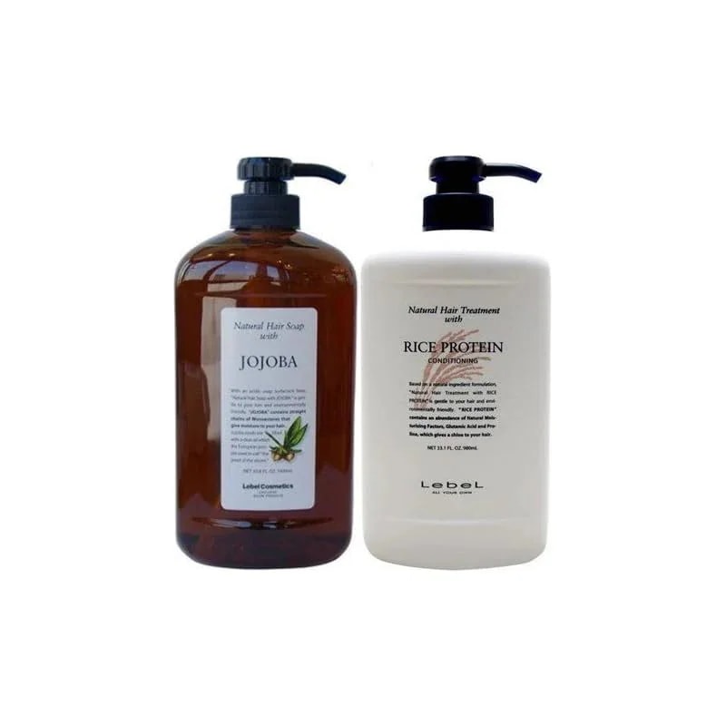 即納ルベル LebeL ナチュラルヘアソープ ウィズ JO ホホバ 1000ml ＆ ナチュラルヘアトリートメント ウィズ RP ライスプロテイン 980g セット
