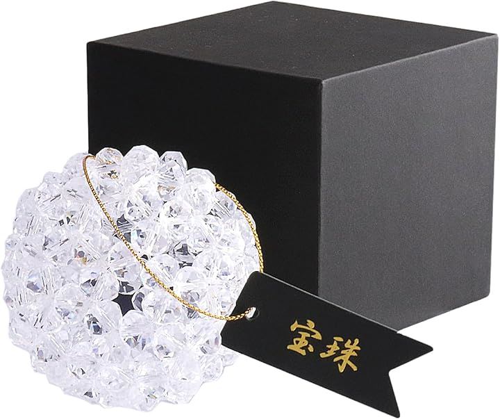 天然石 水晶 5A フラーレン 10mm 神聖幾何学 バッキーボール パワーストーン 57mm 90個 天然石鑑定士監修 昇り龍 巾着セット 中サイズ( クリア, 中)