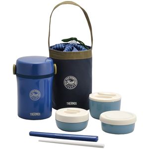 (6個セット) (THERMOS サーモス) 保温弁当箱/ステンレス ランチジャー (ネイビー) 縦型 軽量 コンパクト