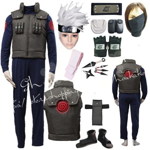 子供用 大人用 ナルト 上忍服 特別上忍 はたけカカシ コスプレ衣装 ウィッグ 靴 コスチューム 演出服 コス 変装 仮装 撮影 祭り