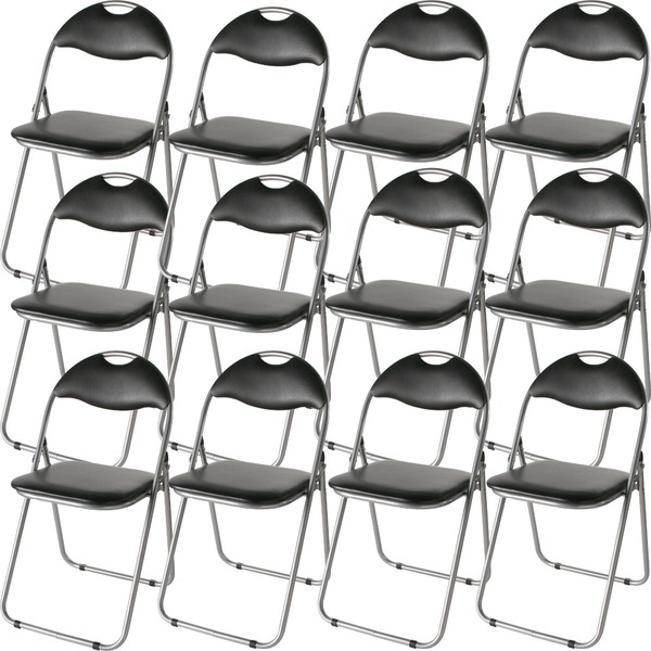 折りたたみパイプ椅子 [12脚入り／1セット]／ミーティングチェア IK-0102B