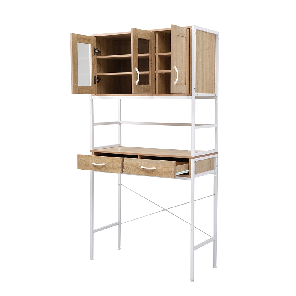 食器棚 キッチンボード レンジボード キッチン 収納 棚 家電収納 キッチン収納 一人暮らし スリム シンプル キッチンボード レンジ台 ホワイト ナチュラル ゴミ箱 上 オープン棚 ベルーナ インテ