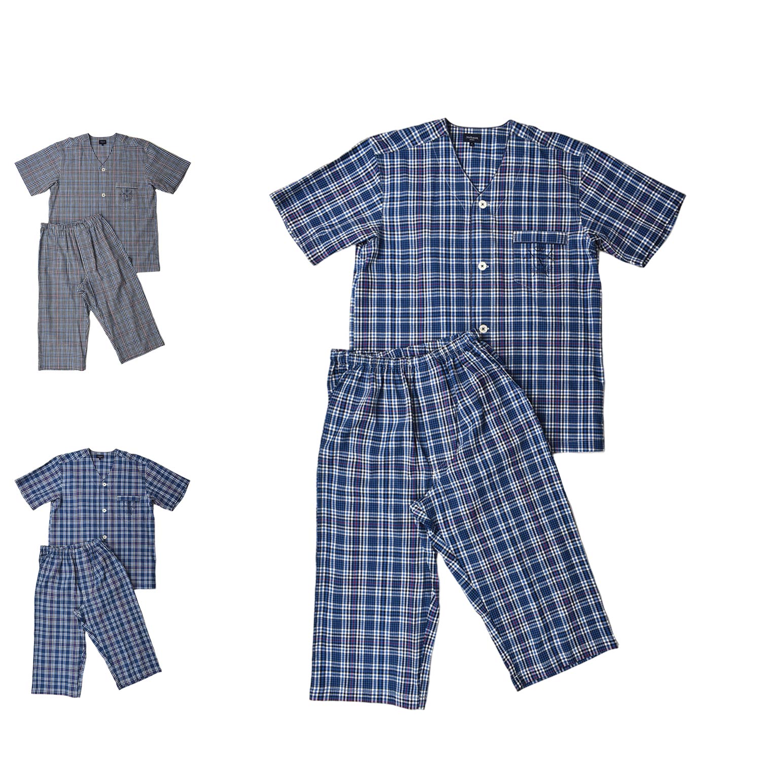 ルームウェア 部屋着 セットアップ ナイトウェア メンズ 前開き 0678-87