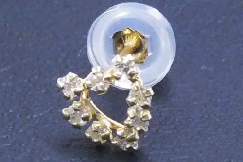 14金オープンハートピアス 1個 片耳 キャッチ スタッド 本物の金 女性 彼女 綺麗 プレゼント