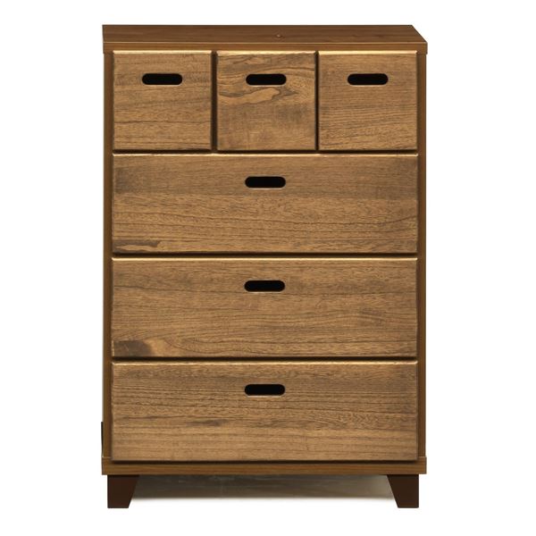 日本製 天然木 チェスト 4段 オイル塗装仕上げ 56.5cm幅 ブラウン 完成品 タンス 衣類収納 引出し収納