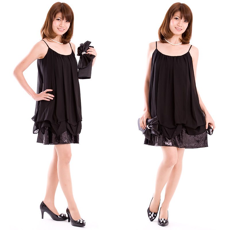 パーティードレス裾スパンコールキャミソール結婚式 ２次会 フォーマル お呼ばれ