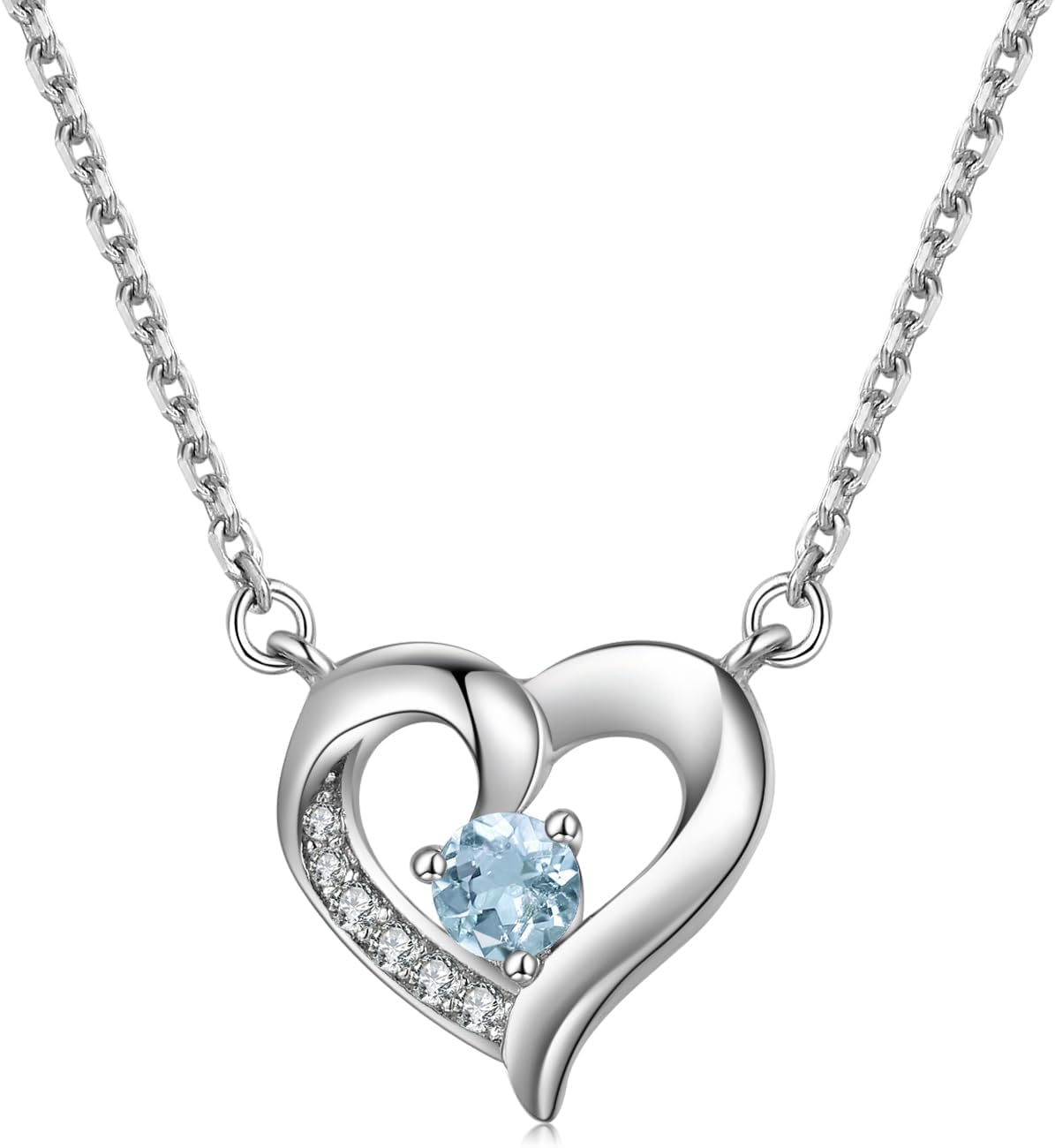 モルガナイト ネックレスシルバー925金属アレルギー対応ハート型ペンダント誕生石・結婚記念日・誕生日・母の日向けプレゼント