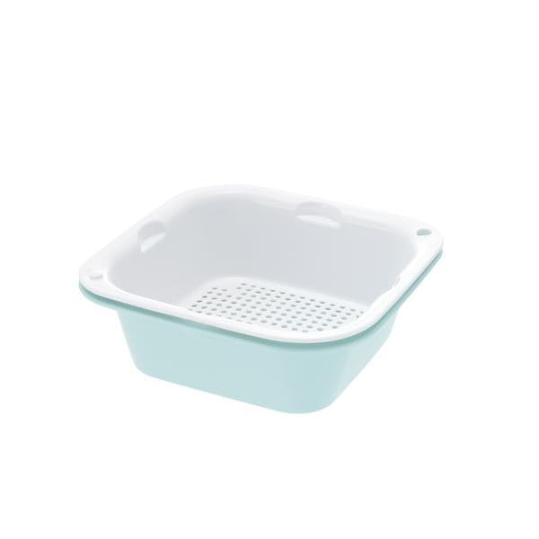 (まとめ) ザルバッとん/ざる・バットセット (ミントブルー 大盛) 食洗機対応 キッチン用品 『シェリー』 (×24個セット)