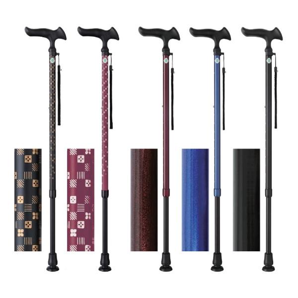 杖 ステッキ 伸縮 市松柄 花柄 無地 おしゃれ デザイン 握りやすい 安定感 杖先 伸縮式 伸び縮み 介護 歩行 補助 敬老の日 介護用品 歩行サポート