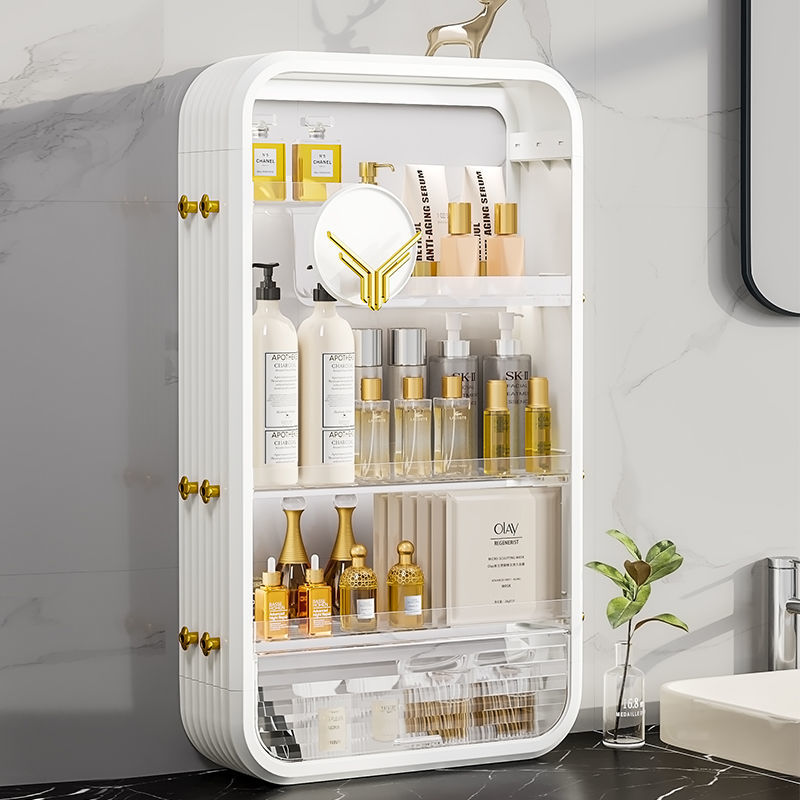 パンチフリー 壁掛け式 トイレ 重層 収納 ボックス 家庭用 ファッション お風呂 クリーム色 収納ラック 5,283円