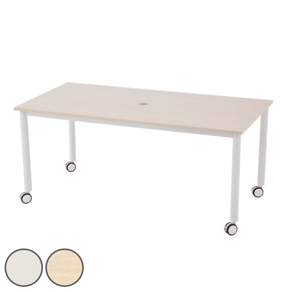 キャスターテーブル 幅160cm 長方形 角型 配線穴 ミーティング 会議 塾 テーブル 法人限定
