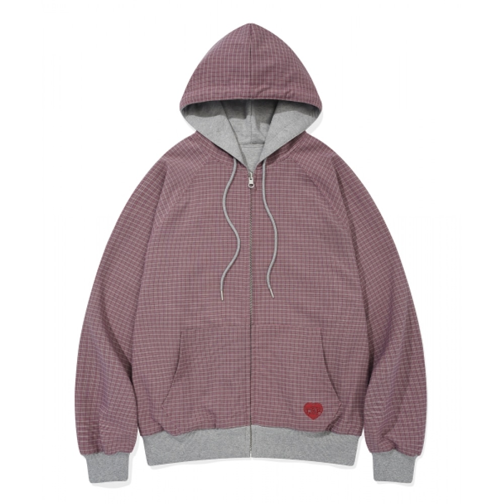 CODEGERY リバーシブルチェックフーディージップアップ_ピンク