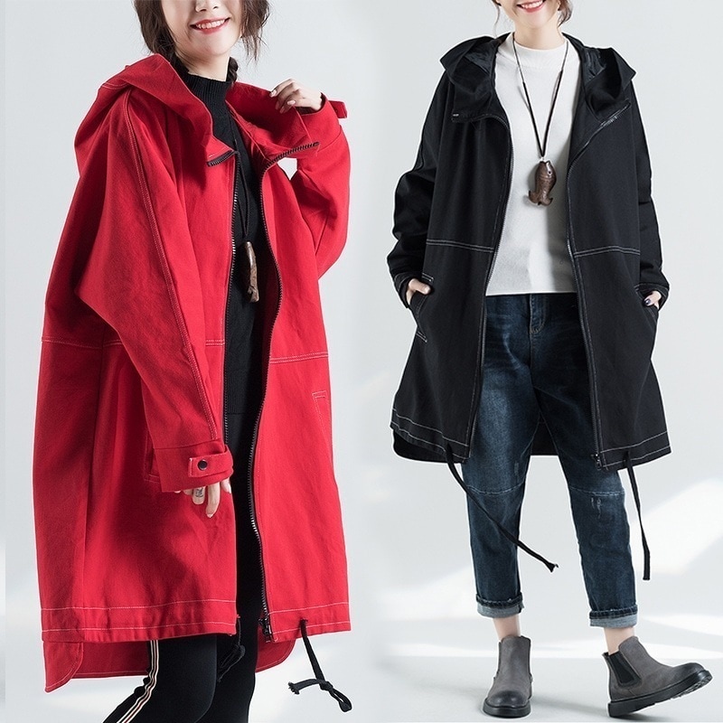 デニムコートレディーススプリングコート大きいサイズコートフード付きデニムジャケットカジ