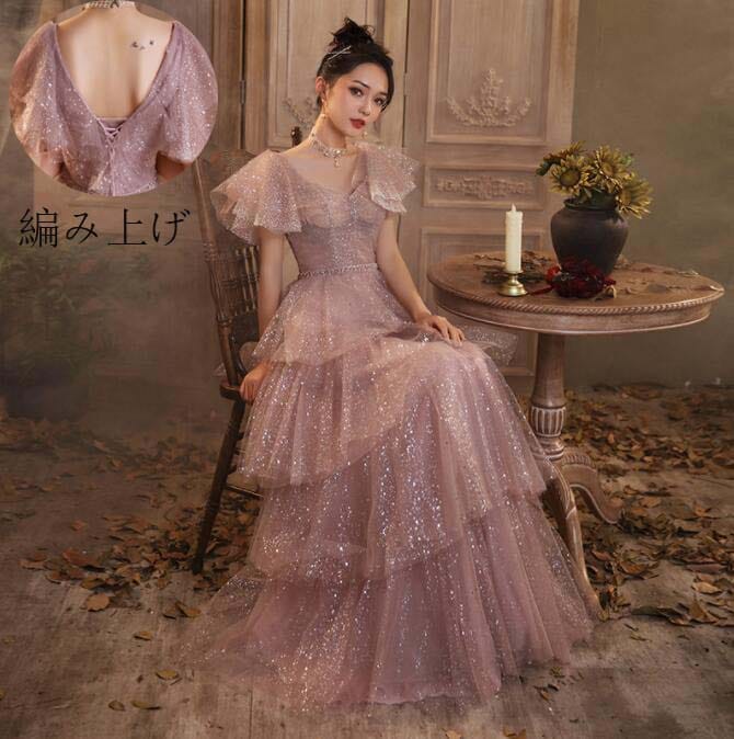 SNSで話題ロングドレス 演奏会ドレス パーティードレス ウェディングドレス 結婚式 二次会 花嫁ドレス 宴会 卒入式 同窓会 2次会 イブニングドレス お呼ばれドレス ロング丈ワンピース 忘年会 花