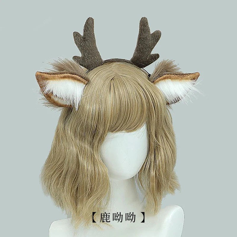 クリスマスのトナカイの角のヘッドバンドかわいいぬいぐるみのトナカイの耳のヘッドバンドコスプレアクセサリー手作りのリアルな動物の耳のヘッドバンド