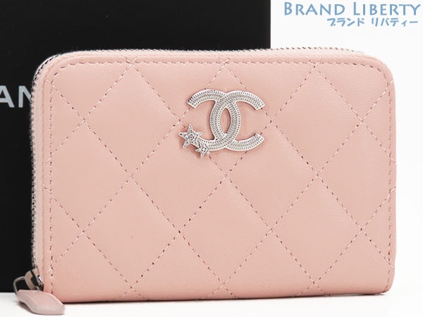 レア未使用シャネルマトラッセココマークコインパースカードケース小銭入れコンパクト財布星スターピンクAP3728