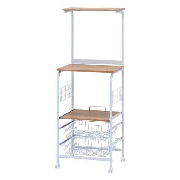 レンジワゴン 幅51.5cm ホワイト/ナチュラル FBC-03-1WH/NA