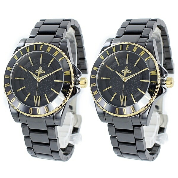 ヴィヴィアン ウエストウッド 時計 ペアウォッチ タイムマシン ゴールド ブラック セラミック VV048GDBKVV048GDBK ペアセット カップル 誕生日プレゼント ポイント消化