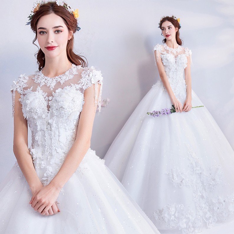 ウェディングドレス 半袖 ボレロ 白 安い 結婚式 花嫁 プリンセス ロングドレス ブライダル 二次会 パーティードレス 披露宴 イブニングドレス