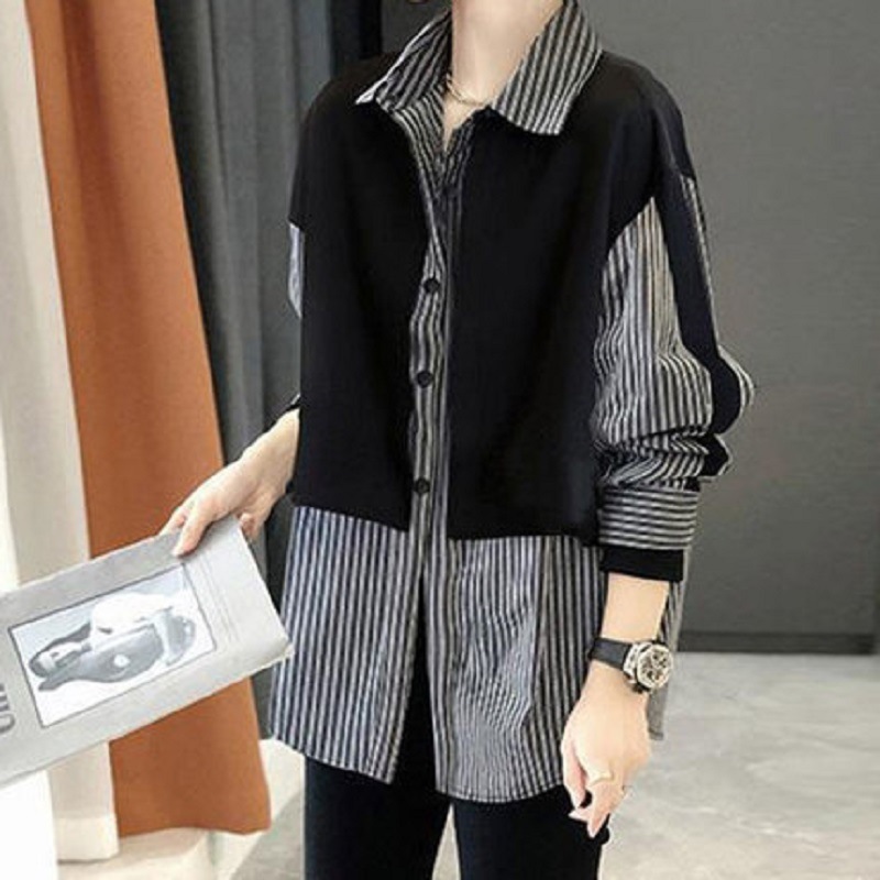 トップス シャツ ミディアム丈 袖あり 長袖 襟付き 切り替えデザイン かわいい 大人可愛い きれいめ シンプル カジュアル 大人 上品 おしゃれ 大人女子 こなれ感 ラフ ラブリー キュート ルーズ