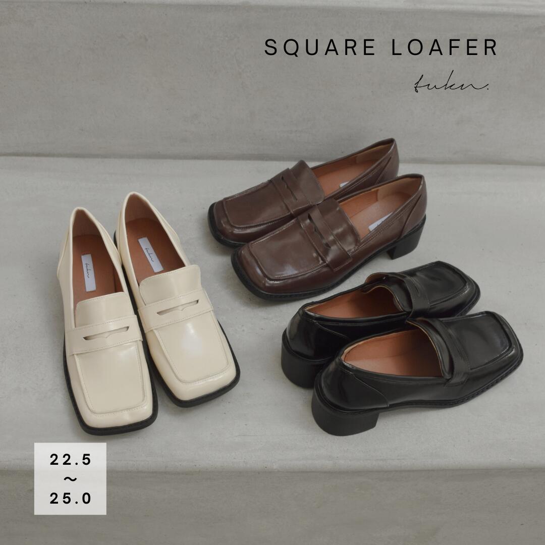 で 5,940円 ローファー レディース 靴 パンプス スクエアトゥ 靴 厚底 コインローファー 太ヒール ヒール 大人 きれい め カジュアル 歩きやすい 痛くない 疲れにくい 黒 白 ブラウン 通