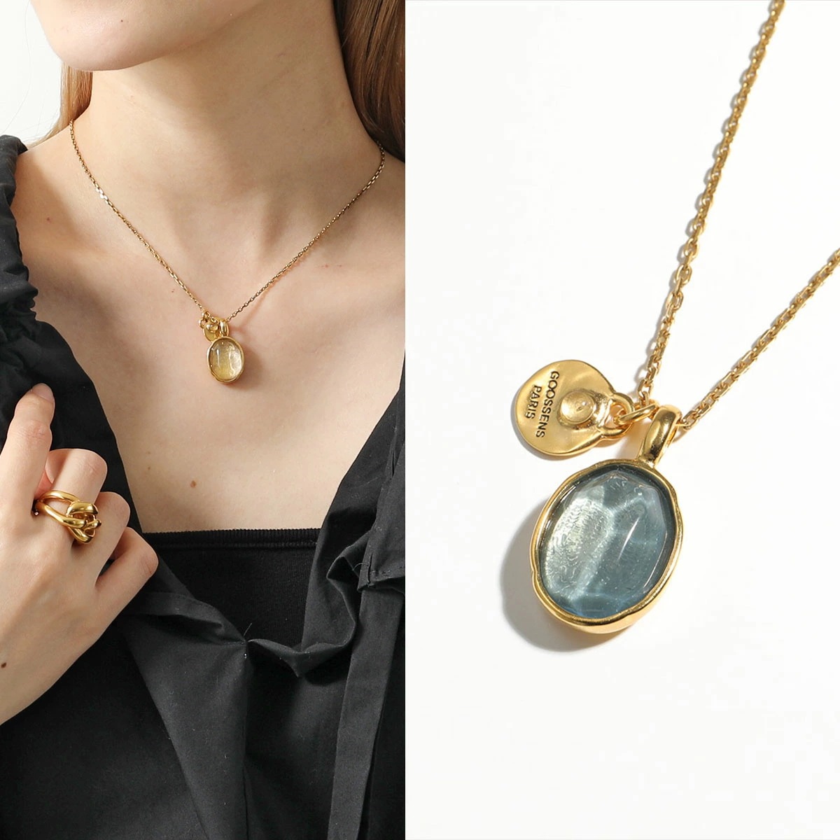 GOOSSENS PARIS グーセンスパリ ペンダント Talisman Cabochons GOOP21NE01 レディース ストーン チャーム ネックレス アクセサリー カラー2色