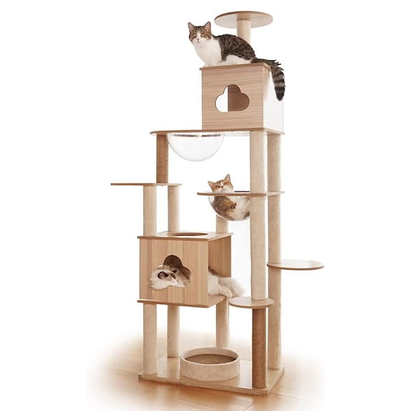 Qoo10] AORTD 猫タワー 木製 キャットタワー 据え置き