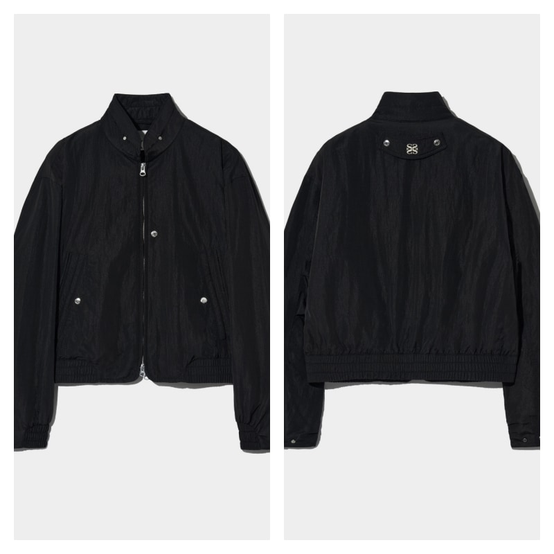 【SATUR】 SANTEE NYLON OVERSIZED BLOUSON MA-1 JACKET : PIRATE BLACK