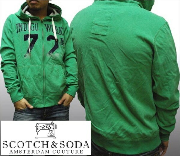 スコッチ&ソーダ スコッチアンドソーダ scotch&soda メンズ 長袖 パーカー ジップアップ INDIGO WORKS ヴィンテージグリーン フーディー トップス カジュアル サーフ セレブ