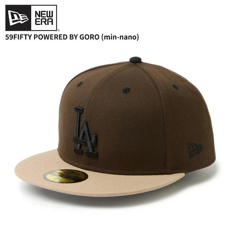 ニューエラ メンズ キャップ 帽子 NEW ERA 59FIFTY powered by GORO (min-nano) ドジャース ウォルナット/キャメル 帽子 14880417