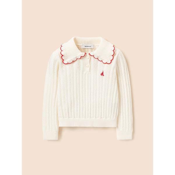 [BEANPOLE KIDS] 女児 スカラップカラーポイント ニットセーター アイボリー(BI5251G020)