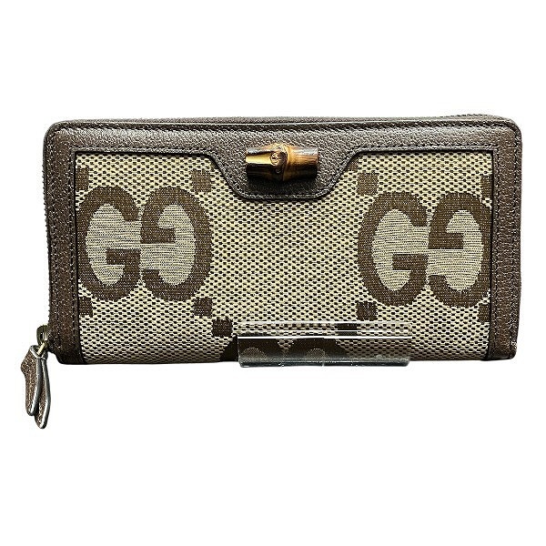 グッチ GGキャンパス バンブー ラウンドファスナーロングウォレット658634 長財布【中古】