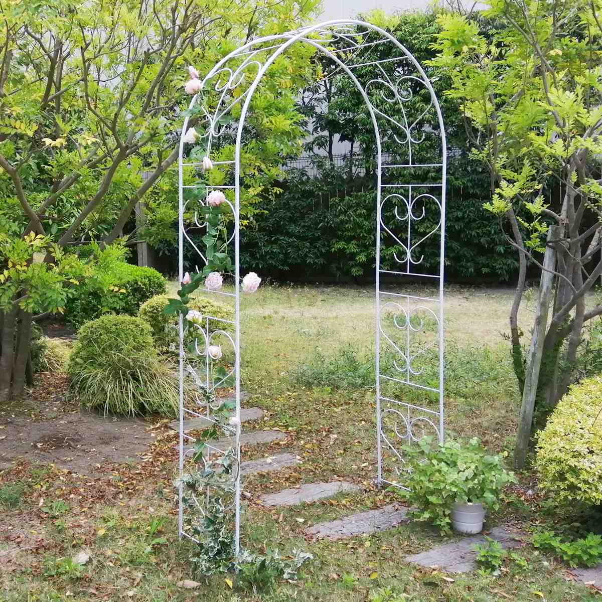 ガーデンアーチ アイアンアーチ Blossom Heart アーチ 鉄製アーチ おしゃれ ローズアーチ バルコニーアーチ ガーデニング 目隠し 庭 簡易 アイアン製 薔薇アーチ つるバラ