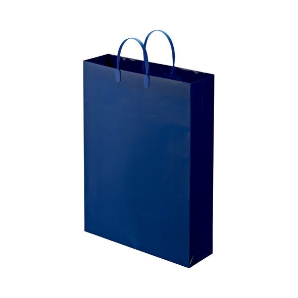 （まとめ） TANOSEE ラミネートバッグ 特大 ヨコ380タテ510マチ幅110mm 紺 1パック（10枚） 5セット