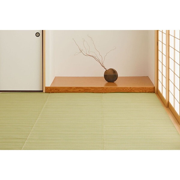 18913560 洗えるい草風カーペット ライアン 36間6畳 273×364 グリーン メーカー直送