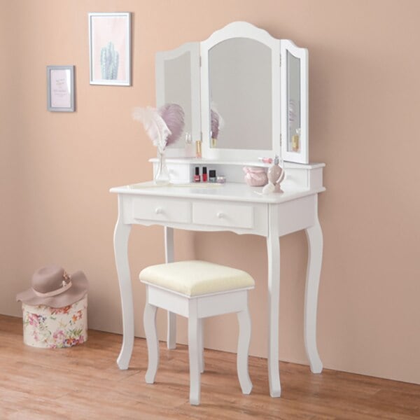 ドレッサー スツール セット 三面鏡 姫系 収納 引き出し コスメテーブル 化粧台