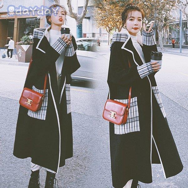 チェスターコート レディース 秋冬 40代 チェスターコート 黒 チェック柄 ロング丈フード連れジャケット ひざ下オーバー 韓国風 アウター 通勤 着痩せ オシャレ