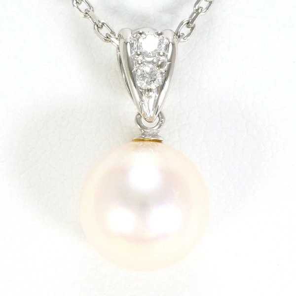 PT900 プラチナ PT850 ネックレス パール(真珠) ダイヤ 0.04 ジュエリー 中古